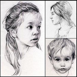 国外画师dave malan写实素描头像人像线描儿童手绘临摹素材376张