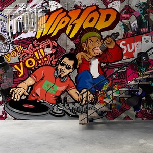 涂鸦壁纸墙纸hiphop潮牌supreme背景墙个性街头嘻哈喷漆卧室手绘