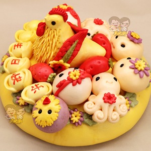 胶东花饽饽馍馍生日寿桃馒头蛋糕面点生日礼物威海特产大饽饽小鸡