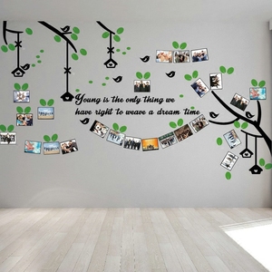 树枝小鸟相框墙贴画英文励志墙壁贴公司办公室创意文化照片墙贴纸