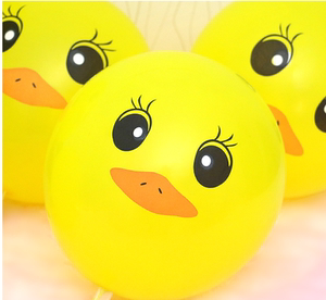12寸加厚印花气球可爱小黄鸭气球造型表情气球儿童玩具气球批