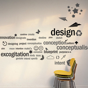 lettering 多元素时尚时英文字母组合文字贴办公室企业文化墙贴纸