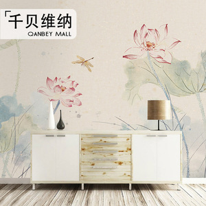 手绘荷花电视背景墙墙纸的实时信息