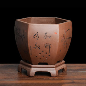 花盆 /span> 边复古加厚宜兴 span class=h>紫砂 /span>盆泥 手工陶瓷