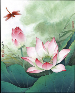 苏绣diy套件初学 荷花蜻蜓 晓明 span class=h>名画 /span> 画心32*40