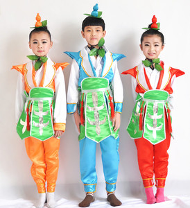 葫芦娃演出服圣诞节儿童幼儿园卡通七色葫芦兄弟衣服成人金刚服装