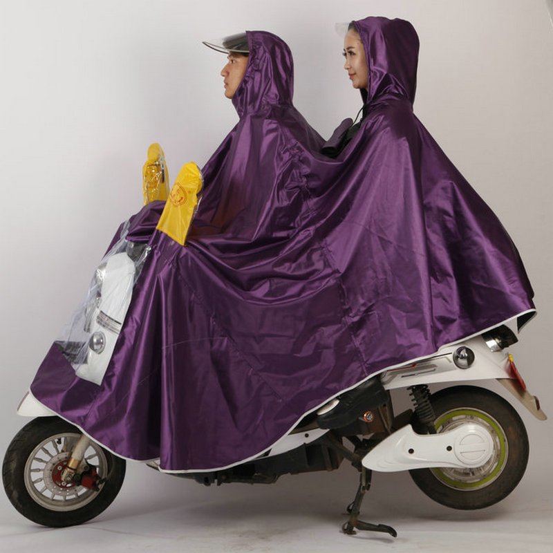 好乐佳电动车摩托车成人雨披男女双人电瓶车双面罩加大加厚雨衣