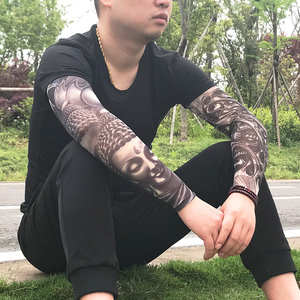 纹身袖套花臂刺青套袖男女骑行护臂开车冰丝冰手袖无缝防晒手臂套冰袖