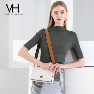 VH女包2018新款春季单肩包时尚潮流纳帕纹蜜蜂宽肩带牛皮斜挎方包单肩包