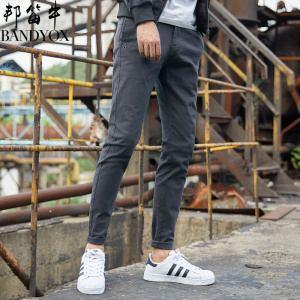 夏季百搭男士休闲裤黑色修身小脚九分裤子男青年薄款韩版潮流长裤休闲裤男