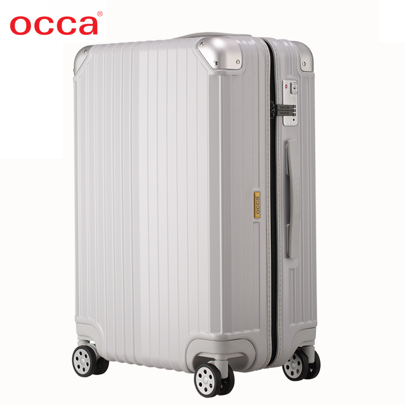OCCA纯PC拉链箱 万向轮铝合金包角 旅行箱男拉杆箱行李箱男女通用
