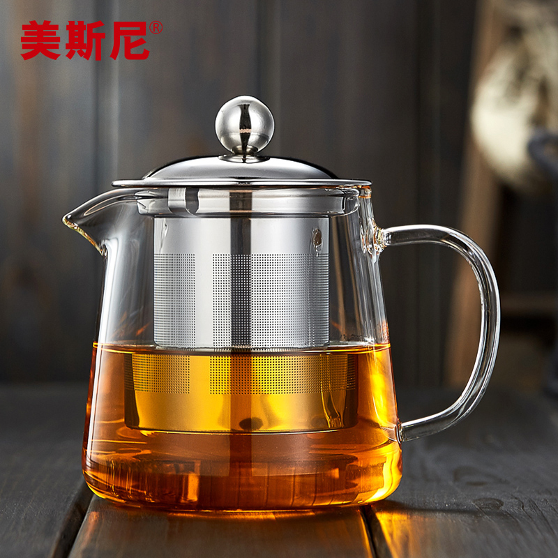 美斯尼玻璃茶壶耐高温加厚泡茶壶过滤耐热家用玻璃水壶花茶壶套装