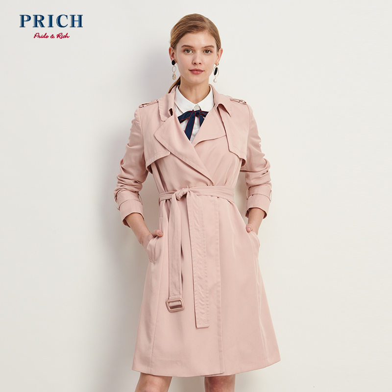 PRICH风衣女中长款韩版新款修身薄款简约通勤风衣PRJT88864N