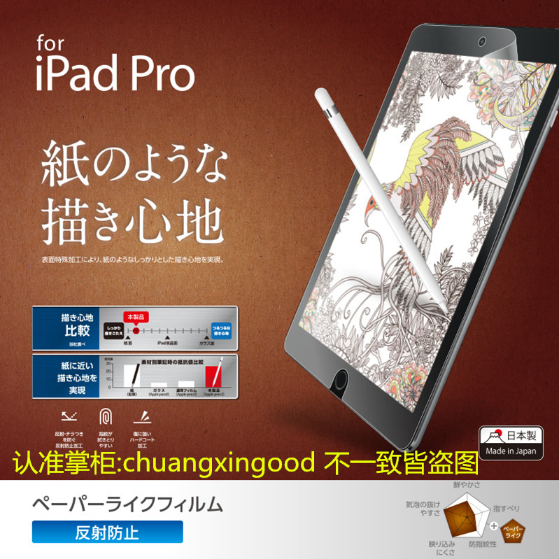 iPad Pro12.9纸感贴膜9.7手绘书写类纸膜 日本elecom磨砂纸质手写