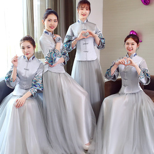 中式结婚伴娘礼服图片