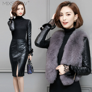 皮袖打底 span class=h>衫 /span>女冬搭配皮草的打底 span class=h>