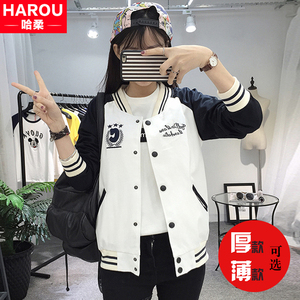 百搭上衣少女春秋装短款外套韩版加绒加厚棒球服冬初中高中学生潮