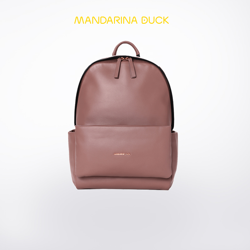 Mandarina Duck/意大利鸳鸯时尚牛头层皮革双肩背包女士