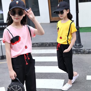 5-11岁女童10春装12儿童短袖长裤套装8小学生运动装9夏季女孩衣服