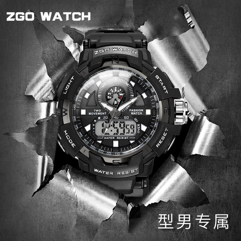 zgo手表男战术中国警男士青少年机械战狼2 运动防水中学生电子表