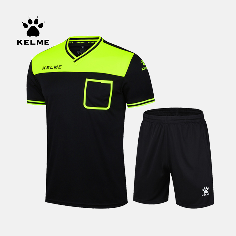 KELME卡尔美 足球裁判服短袖套装男女 专业正品比赛裁判球衣装备