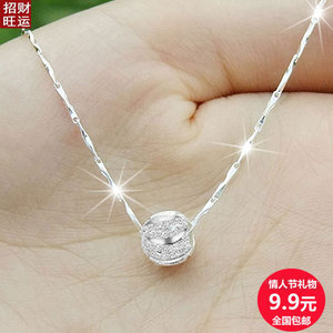包邮纯银项链同款女皇冠锁骨链日韩银饰品吊坠简约短款颈配饰百搭纯银项链