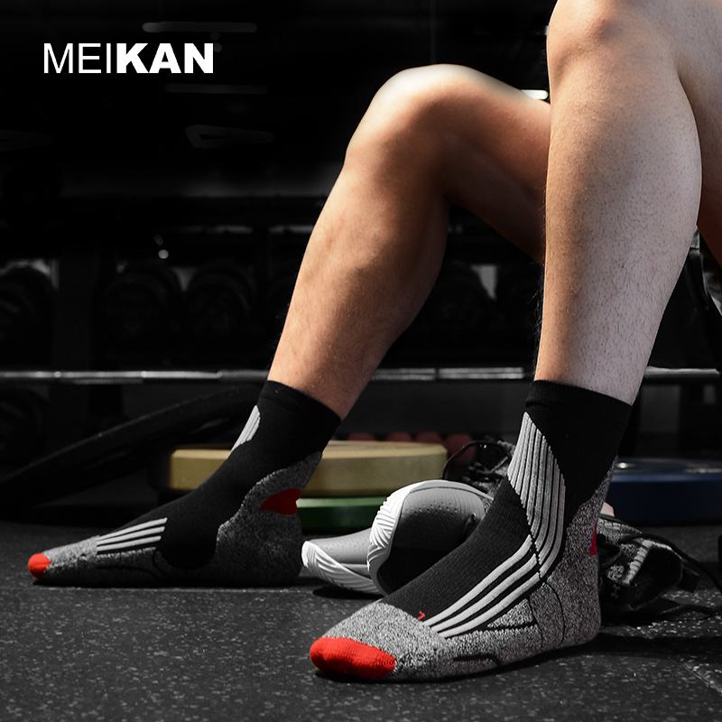 MEIKAN专业户外运动袜子男士骑行跑步中筒COOLMAX速干透气篮球袜