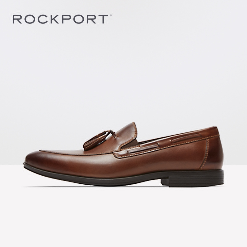 Rockport/乐步男一脚蹬潮流商务休闲皮鞋时尚流苏懒人男鞋H80235