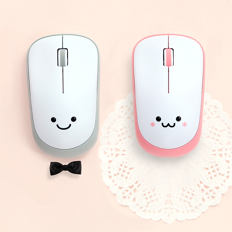 日本ELECOM笑脸无线迷你鼠标省电便携女生粉色可爱笔记本电脑静音