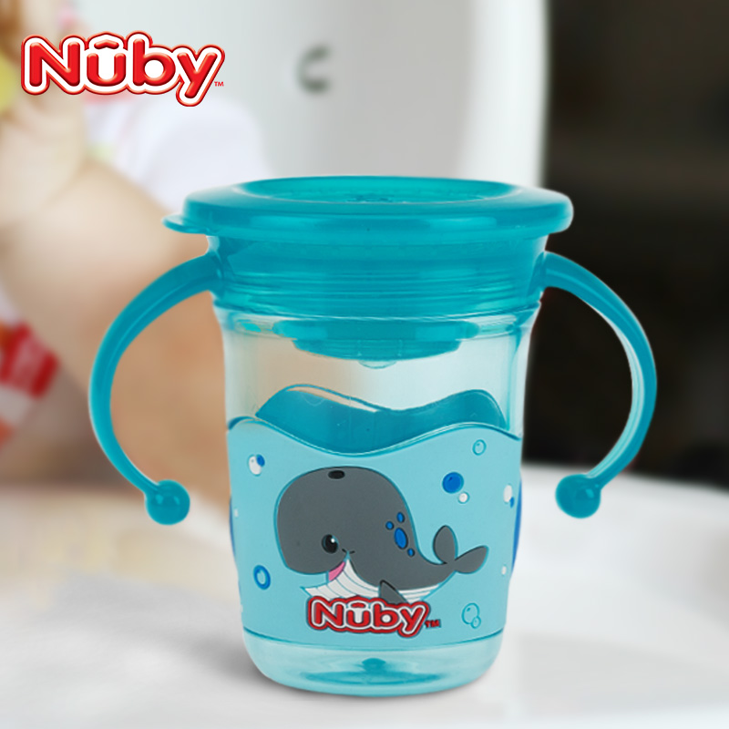 Nuby努比 宝宝学饮杯儿童水杯 3D家用婴儿喝水杯子 360防呛魔术杯