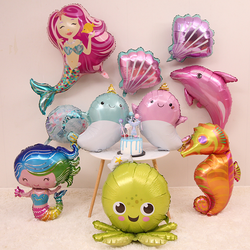 铝膜气球小丑鱼气球玩具气球儿童气球新款美人鱼宝宝生日气球
