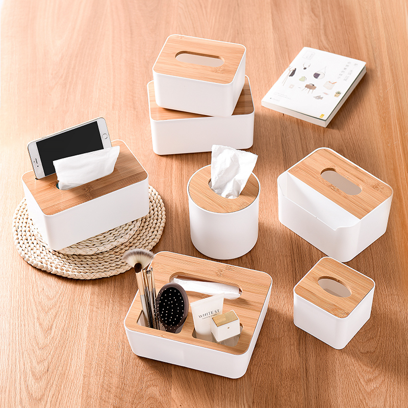 日式竹木纸巾盒抽纸盒客厅家用创意纸抽盒茶几遥控器收纳盒卷纸筒