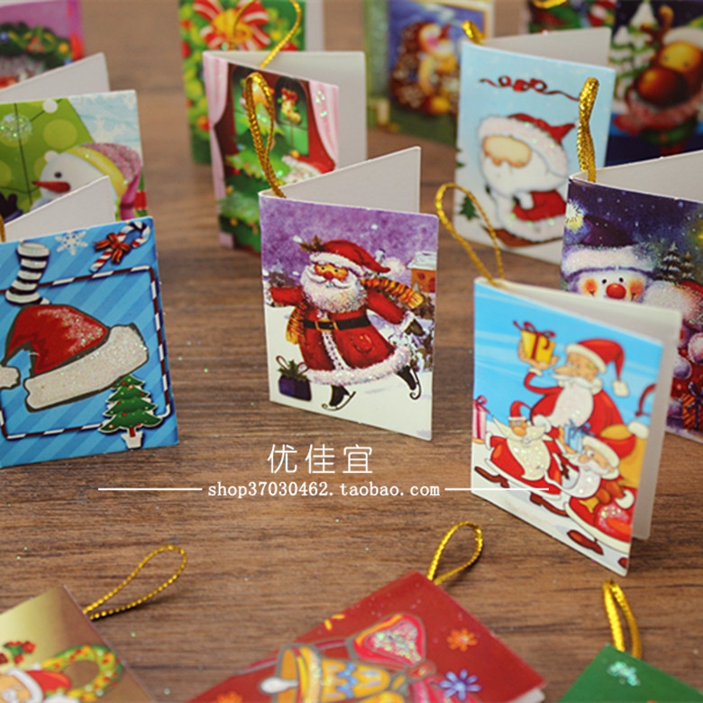 圣诞卡片 迷你贺卡圣诞树挂饰配件卡 圣诞节小吊卡 5张价格