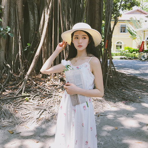 梅子熟了 复古温柔风连衣裙 sukol吊带裙少女初恋裙2018夏新款连衣裙