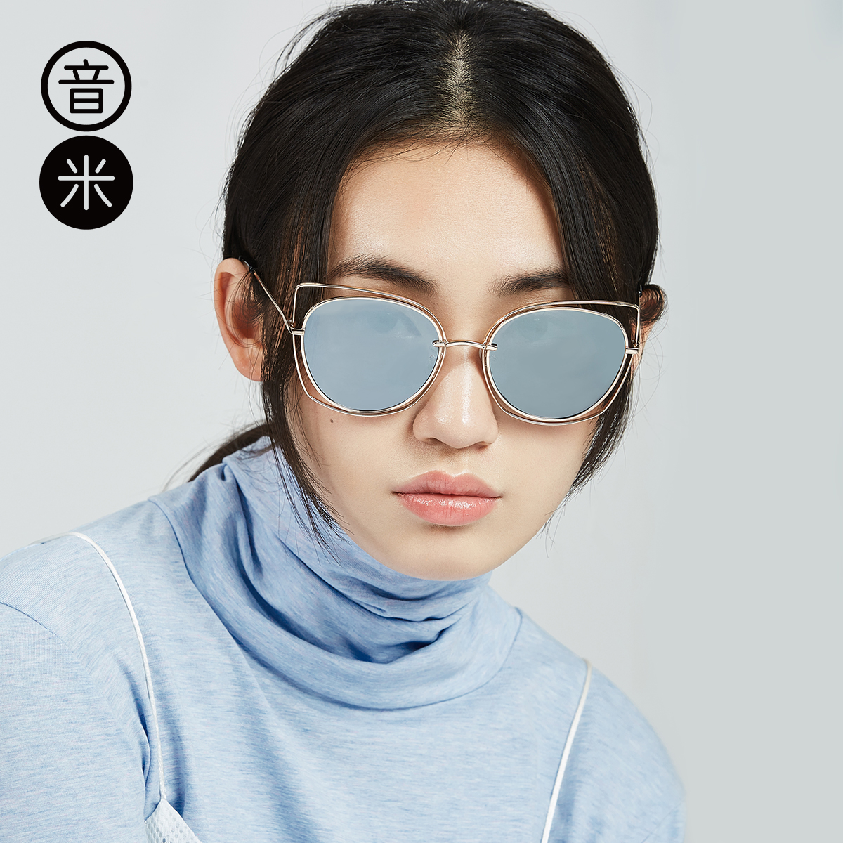 音米大框眼镜偏光时尚太阳镜2018新款猫眼墨镜女韩版潮复古原宿风