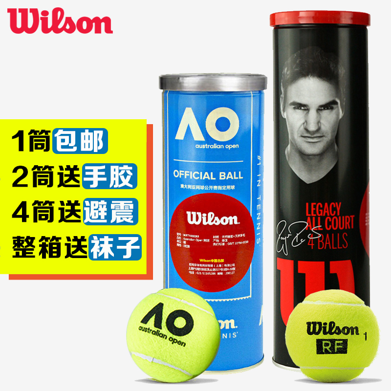威尔胜wilson网球澳网球美网比赛用球铁罐初学练习专业训练球