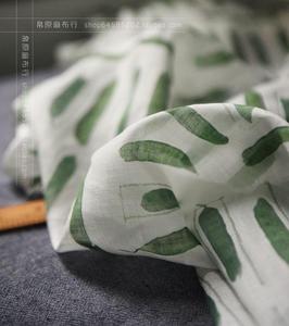 品牌订单剩余旗袍衬衣连衣裙面料苎麻数码印花时装清透布料豌豆荚数码印花