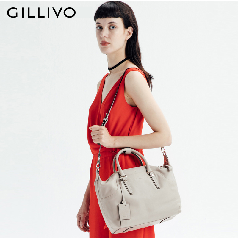 gillivo/嘉里奥新款时尚简约单肩包手提包 真皮女包大容量饺子包