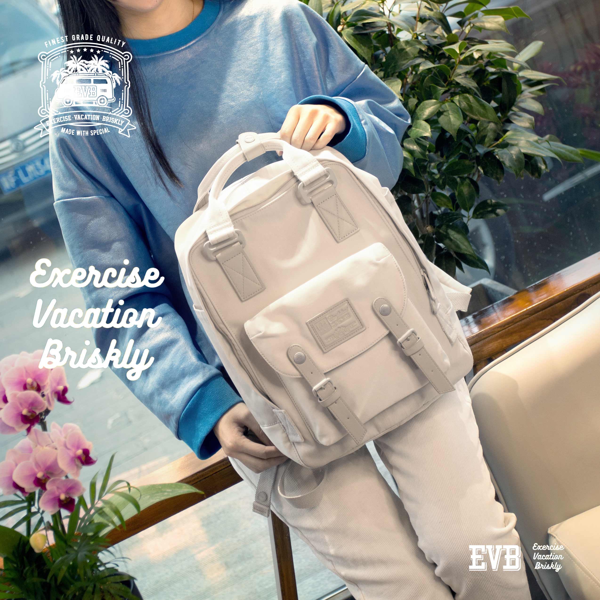 EVB双肩包女韩版少女心甜甜圈电脑背包高中大学生书包校园旅行包