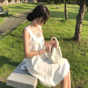 春夏女装韩版chic百搭三种穿法吊带抹胸裙背带连衣裙开叉半身裙女连身裙