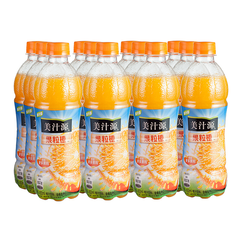 包邮 美汁源 果粒橙 橙汁 果汁果味饮料 450ML*12瓶/箱 新鲜日期