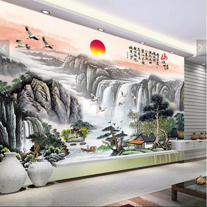 class=h>海纳百川 /span>山水风景电视背景墙壁纸壁布客厅墙纸3d壁画