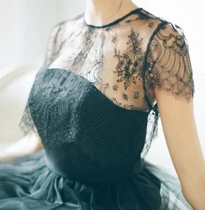 蕾丝衫吊带连衣裙外搭罩衫镂空短袖圆领短款欧美风礼服女上衣小衫镂空蕾丝短袖