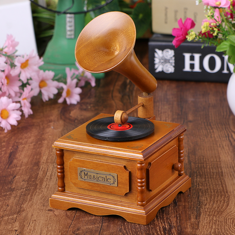 木质留声机音乐盒八音盒女生生日创意情人节礼物浪漫精品实用浪漫