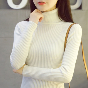毛衣短款套头女秋冬新款韩版潮白色针织衫线衣长袖高领修身打底衫