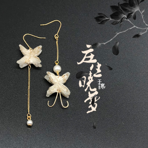 【庄生晓梦】原创手工纯银耳环耳夹耳勾,古风和风折纸蝴蝶耳饰