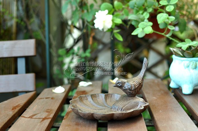 花园杂货 欧式复古铁艺喂鸟器花园装饰 铸铁工艺品