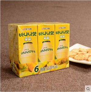 包邮韩国原装进口宾格瑞香蕉味牛奶饮料 200ml*6盒果味早餐奶饮品