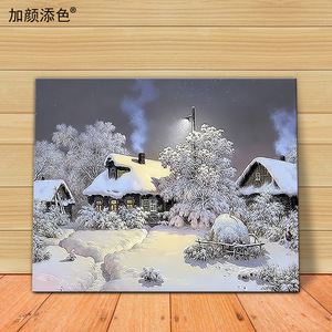 ></p></a>客厅餐厅雪景欧式简约填色 span class=h>数码 /span>手绘油彩装饰画