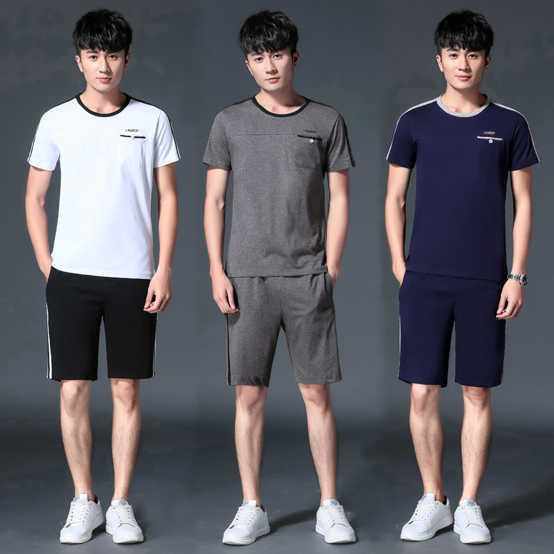 休闲运动套装男夏季短裤短袖两件套衣服男士韩版潮流夏天t恤一套